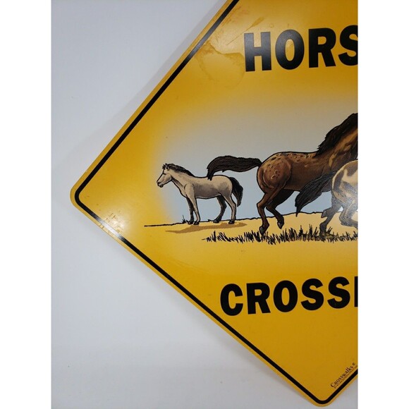 Horse Crossing Sign Yellow Caution Crosswalks Atlas Screen Printing 12" x 12" - Picture 3 of 10